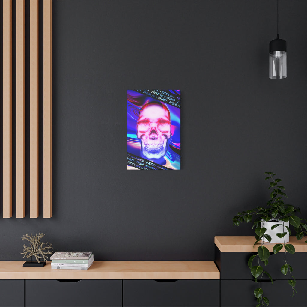 Free Your Mind Psychedelic Skull Canvas Art - Trippy Skeleton Decor