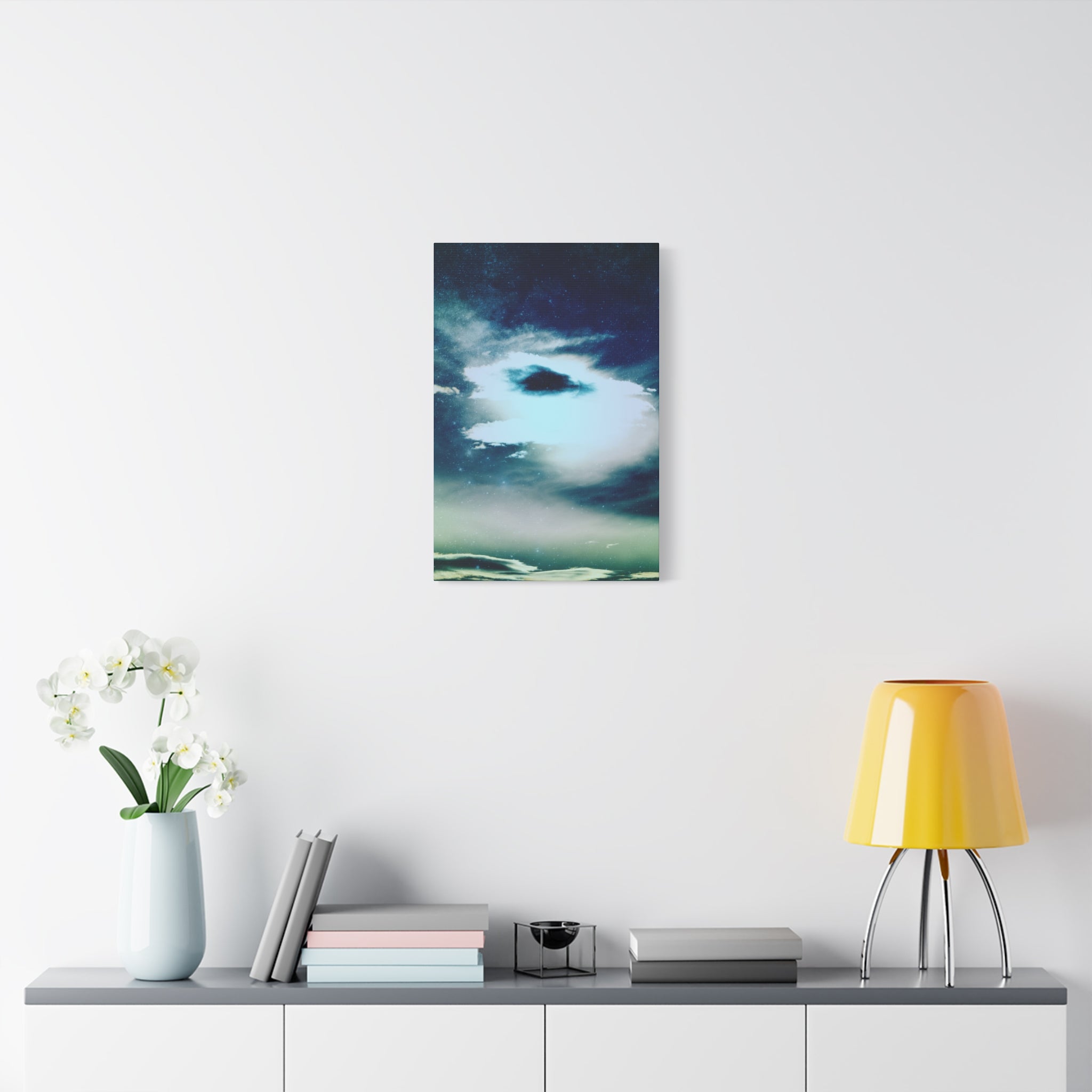 Sunset Space Mountains Canvas Art | Retro Vaporwave Galactic Landscape Wall Decor