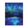 Cosmic Frosted City Canvas Wall Art - Winter Cityscape Decor