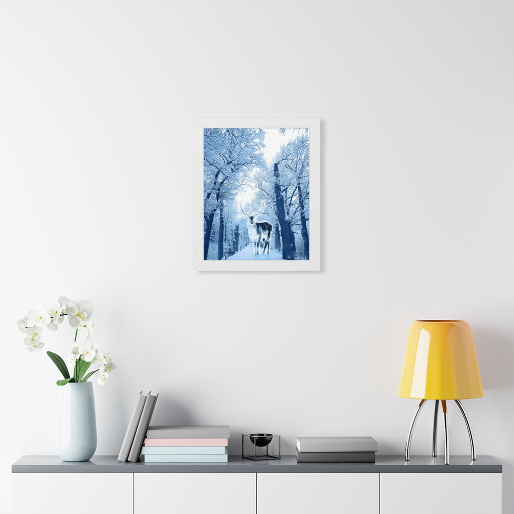 Cosmic Winter Deer Poster - Ethereal Snow Forest Art Print