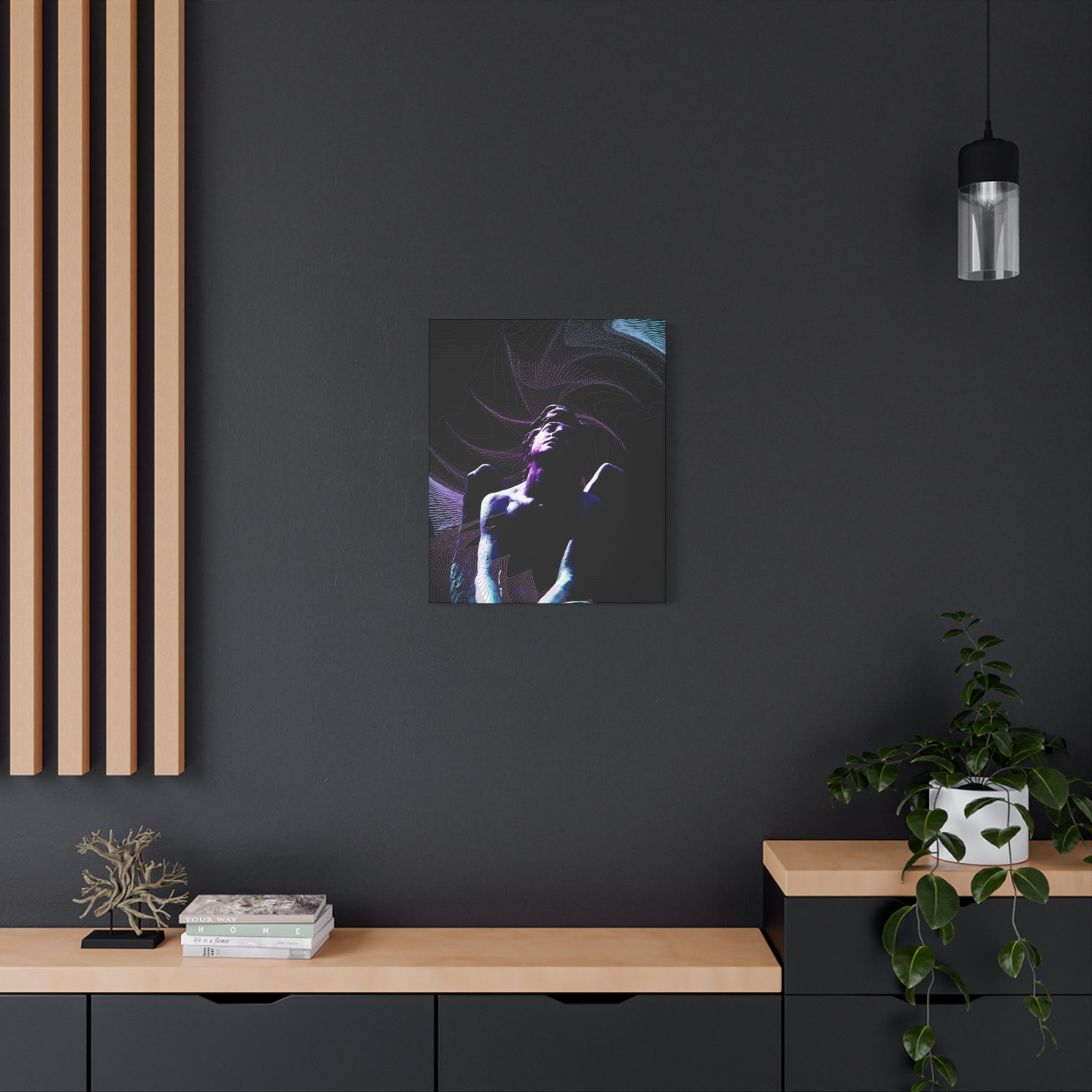 Skybound Canvas Wall Art - Surreal Angel Figure in the Clouds