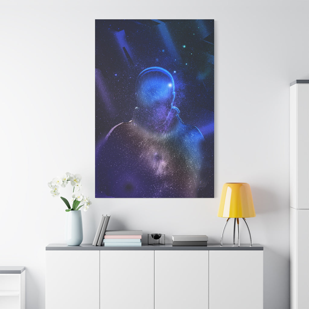 Figure in Space Canvas Wall Art - Cosmic Silhouette Decor