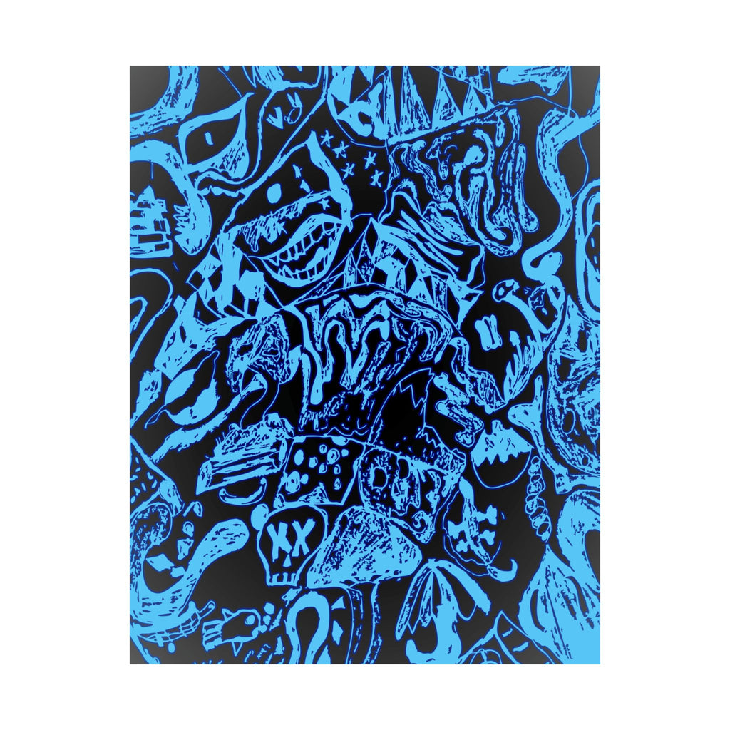 Doodles of a Lost Mind Poster - Cyan Sketchbook Doodle Art Print