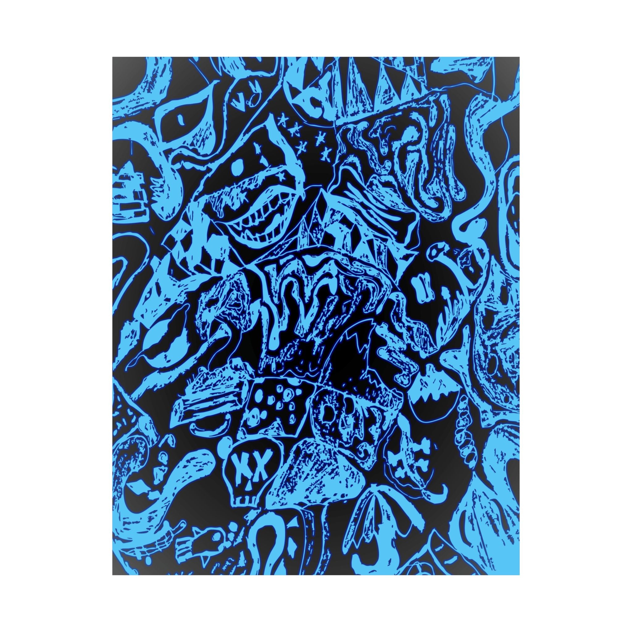 Doodles of a Lost Mind Poster - Cyan Sketchbook Doodle Art Print