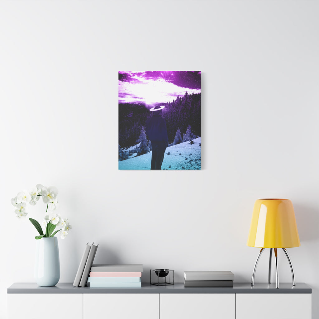 Winter Aurora Light Snowy Forest Canvas Art | Northern Lights Arctic Landscape Wall Decor