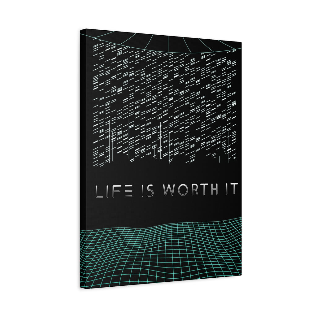 Life Is Worth It Canvas Wall Art - Abstract Symbolic Cyber Decor