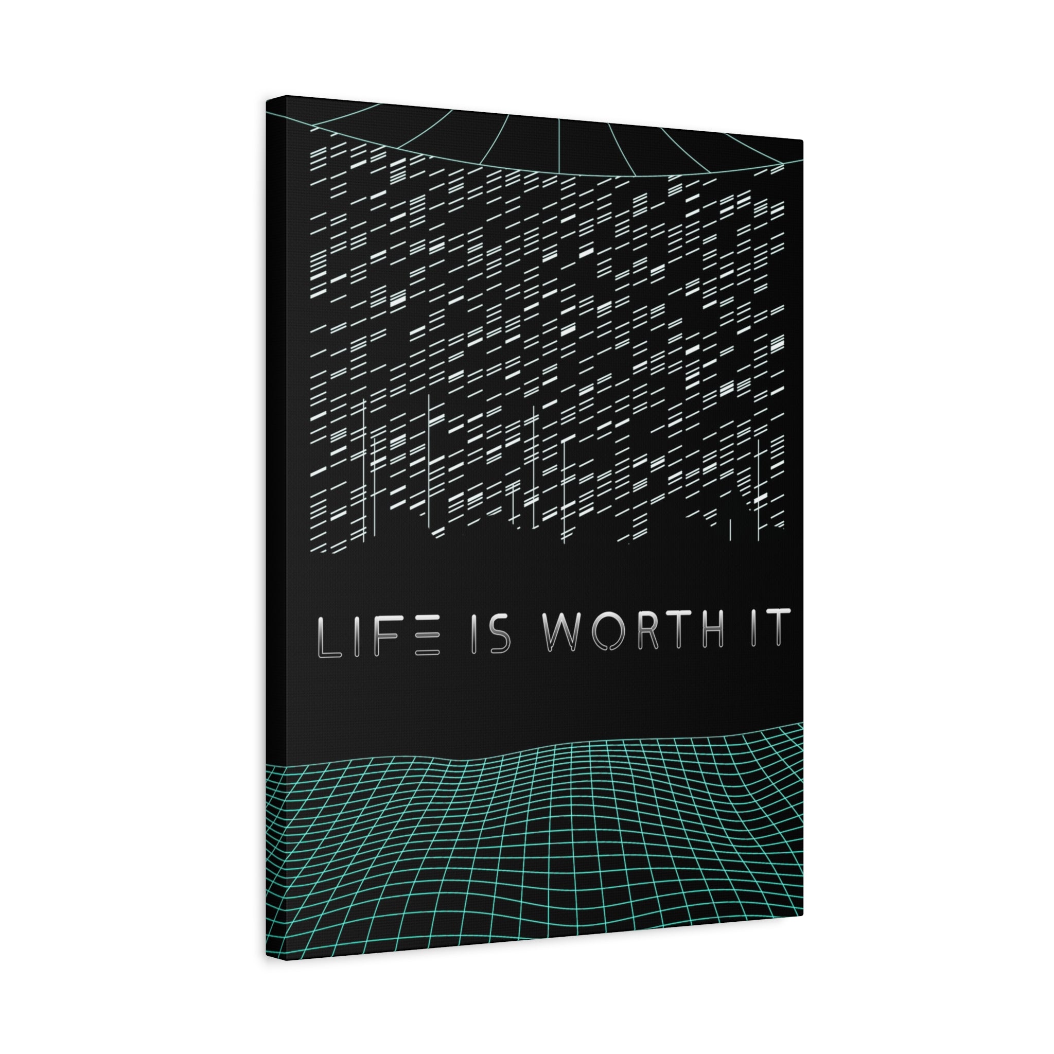 Life Is Worth It Canvas Wall Art - Abstract Symbolic Cyber Decor