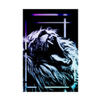 CRT Lion Retro Wave Poster - 80s Synthwave Neon Art Print
