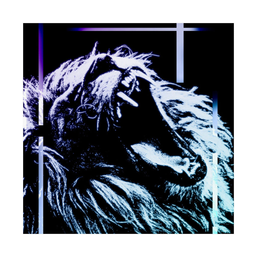 CRT Lion Retro Wave Poster - 80s Synthwave Neon Art Print