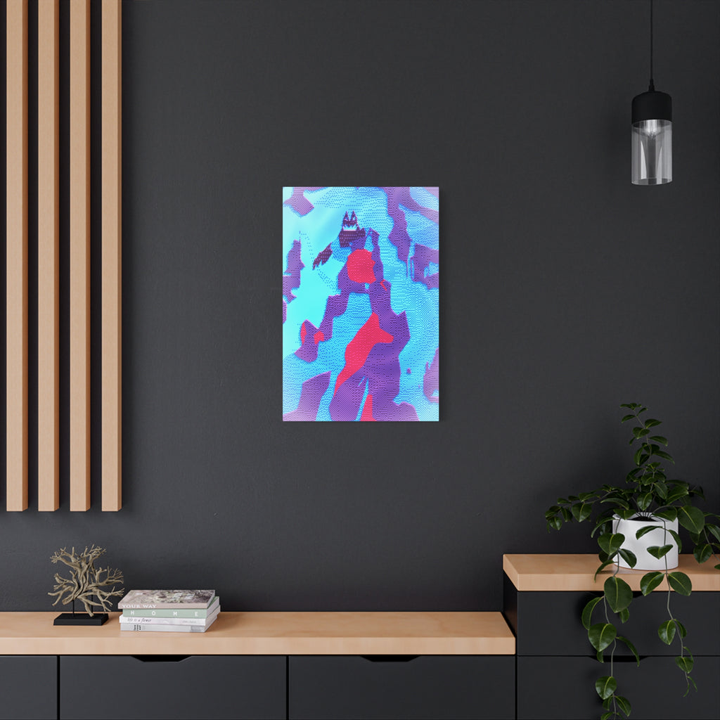 Retro Ice Cave Canvas Wall Art - Cool-Toned Glitch Winter Decor