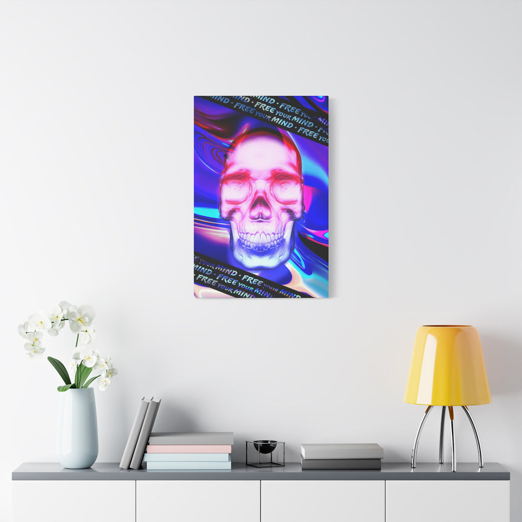 Free Your Mind Canvas Wall Art - Psychedelic Skull Portrait Decor