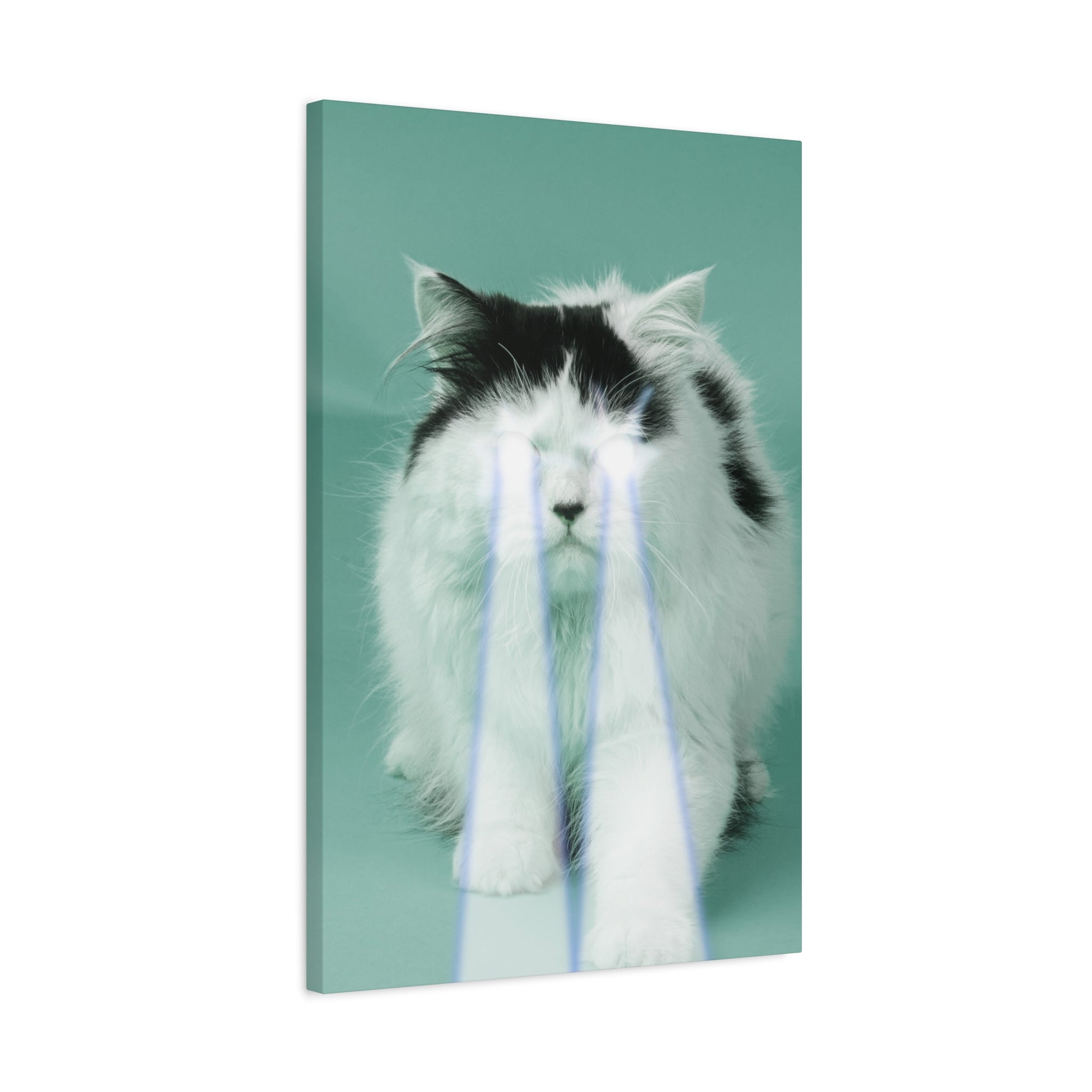 Laser Cat Canvas Wall Art - Funny Sci-Fi Space Feline Decor