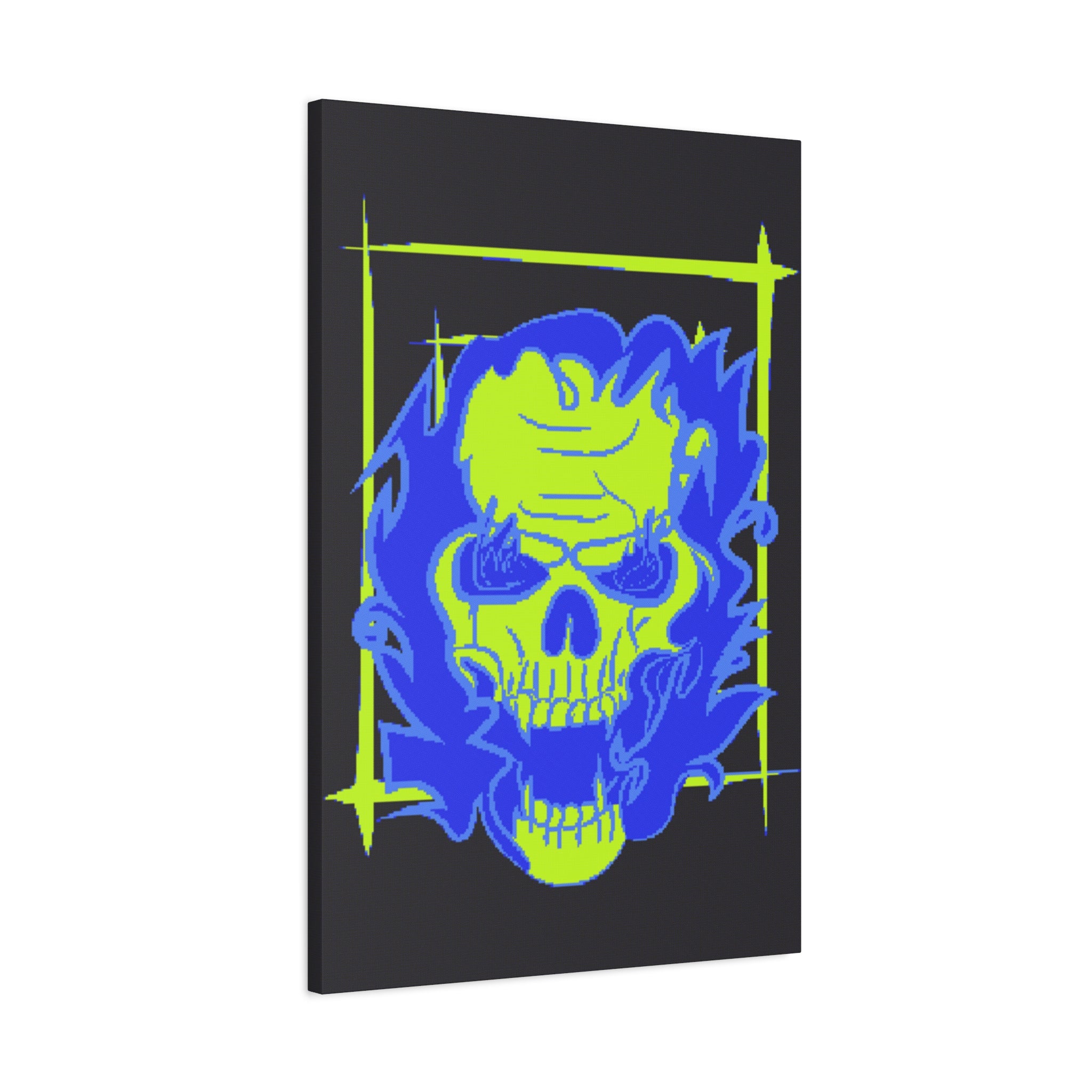 Skull of Mental Fire Canvas Wall Art - Psychedelic Gothic Decor