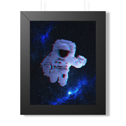 Scanline Spaceman Framed Poster - Retro CRT Astronaut Wall Art