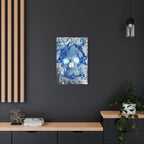 Blue Flame Skull Canvas Wall Art - Gothic Dark Fantasy Decor