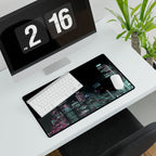Cyberpunk Harbor Neon Desk Mat - Neon City Mouse Pad