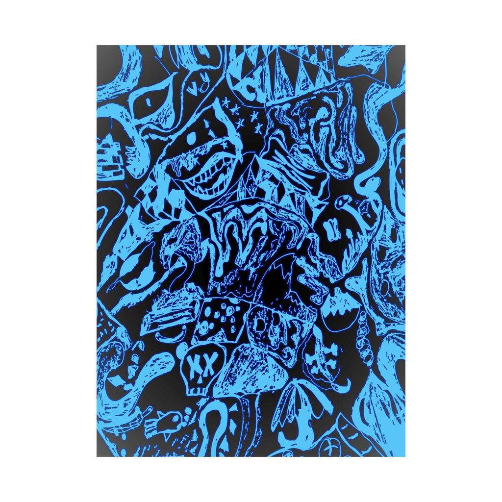 Doodles of a Lost Mind Poster - Cyan Sketchbook Doodle Art Print
