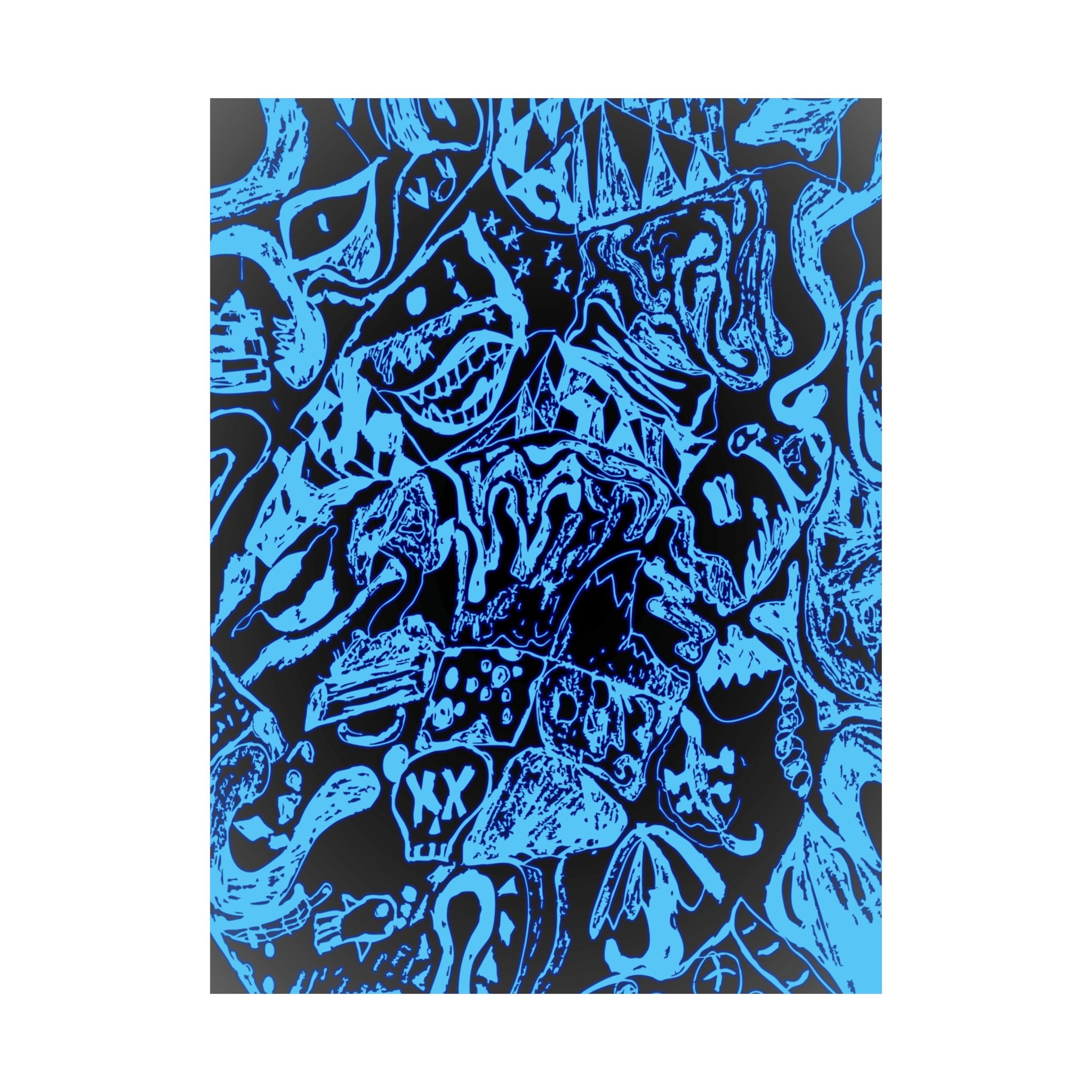 Doodles of a Lost Mind Poster - Cyan Sketchbook Doodle Art Print