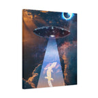 Space Lizards Canvas Wall Art - Lizard Being Abducted Ufo Decor