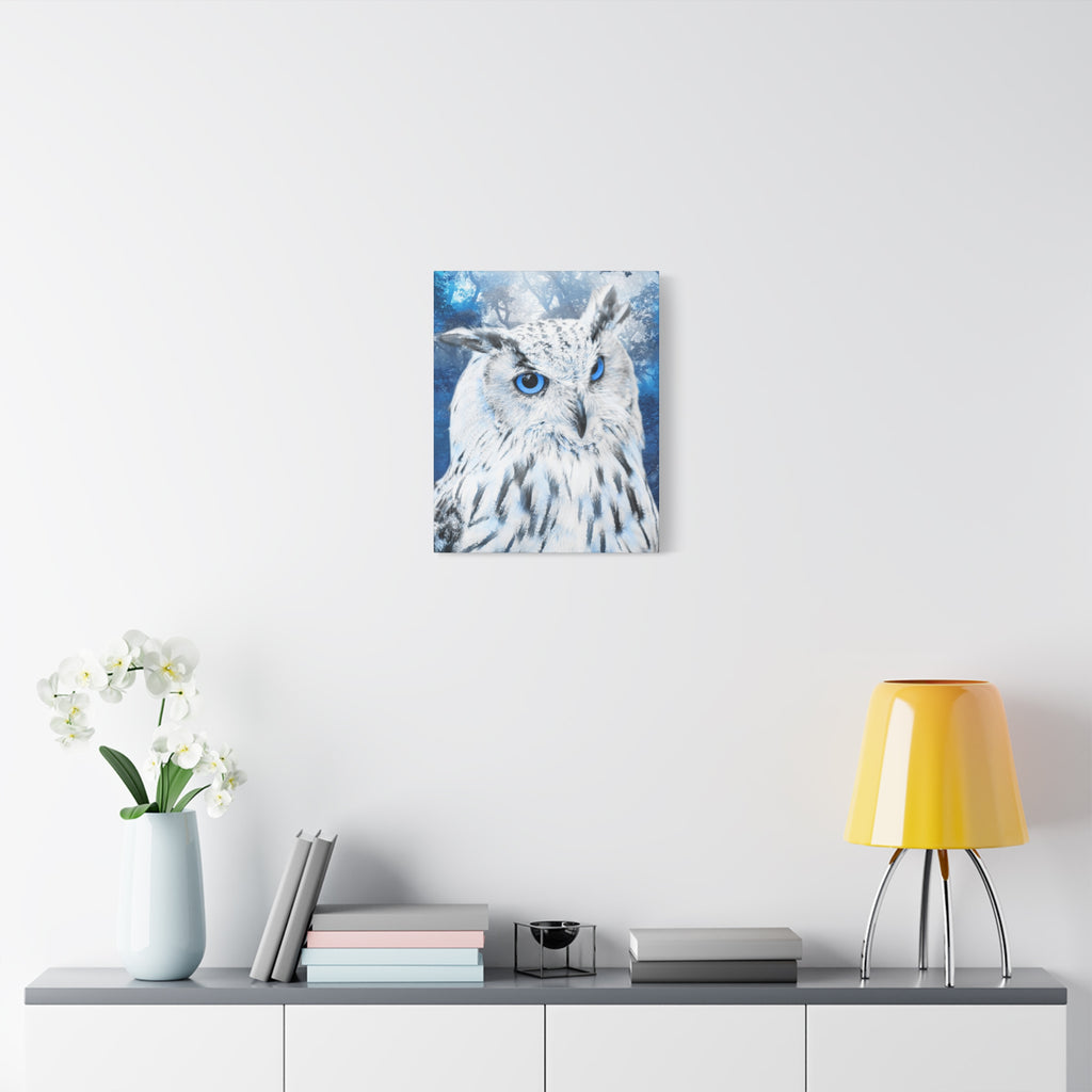 Frost Owl Canvas Wall Art - Winter Animal Fantasy Nature Decor
