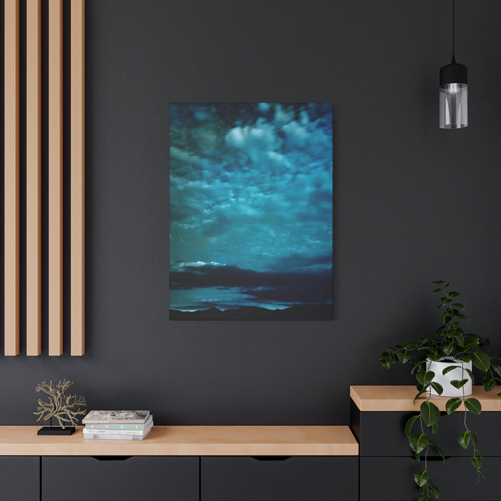 Serene Blue Sunrise Canvas Wall Art - Peaceful Misty Lake Decor
