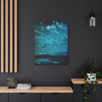 Serene Blue Sunrise Canvas Wall Art - Peaceful Misty Lake Decor