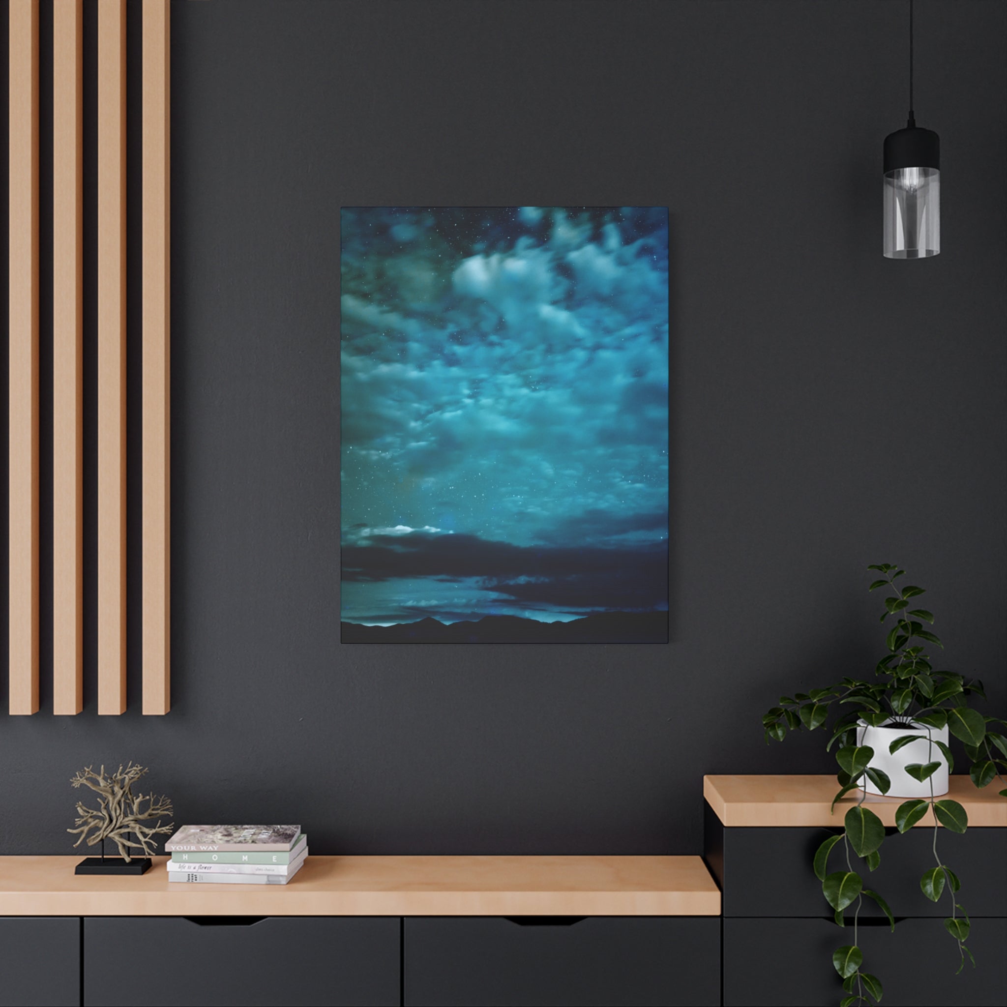 Serene Blue Sunrise Canvas Wall Art - Peaceful Misty Lake Decor