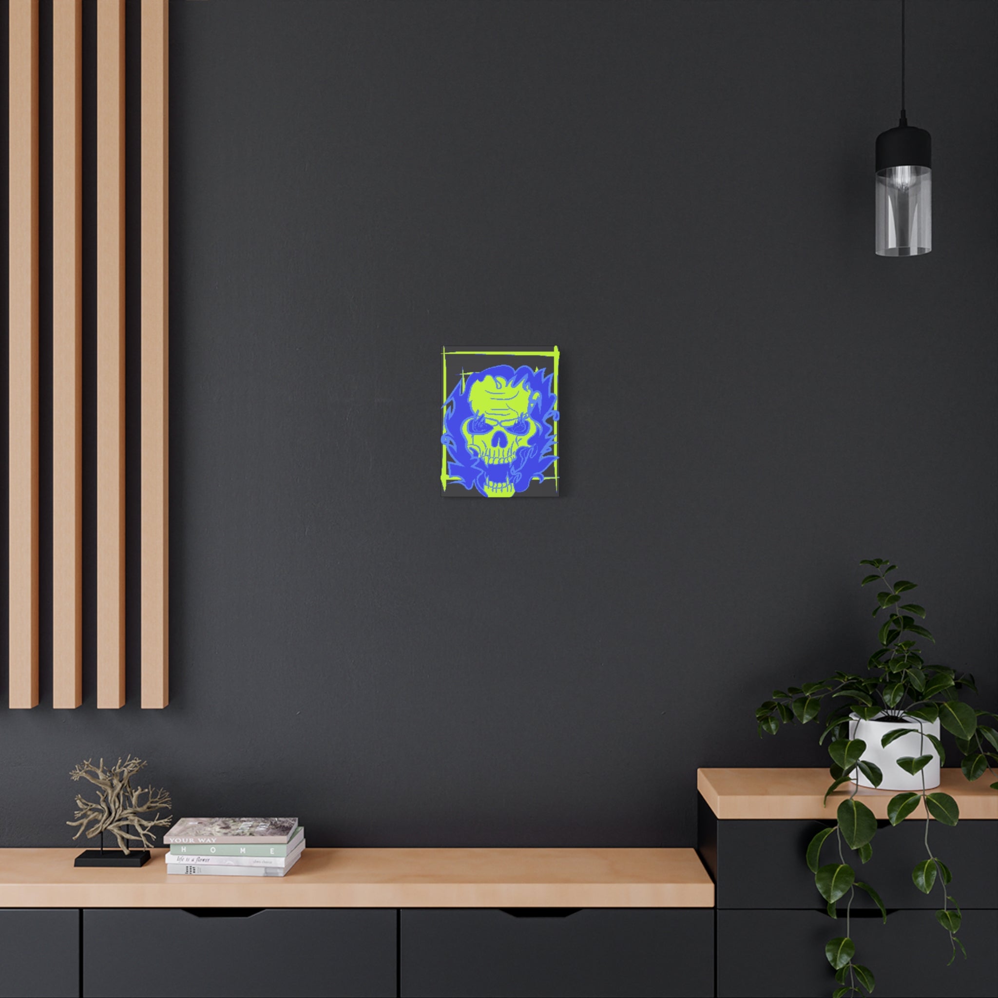 Skull of Mental Fire Canvas Wall Art - Psychedelic Gothic Decor