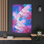 Trippy Pink and Blue Fractal Canvas Art | Surreal Abstract Sacred Geometry Wall Decor