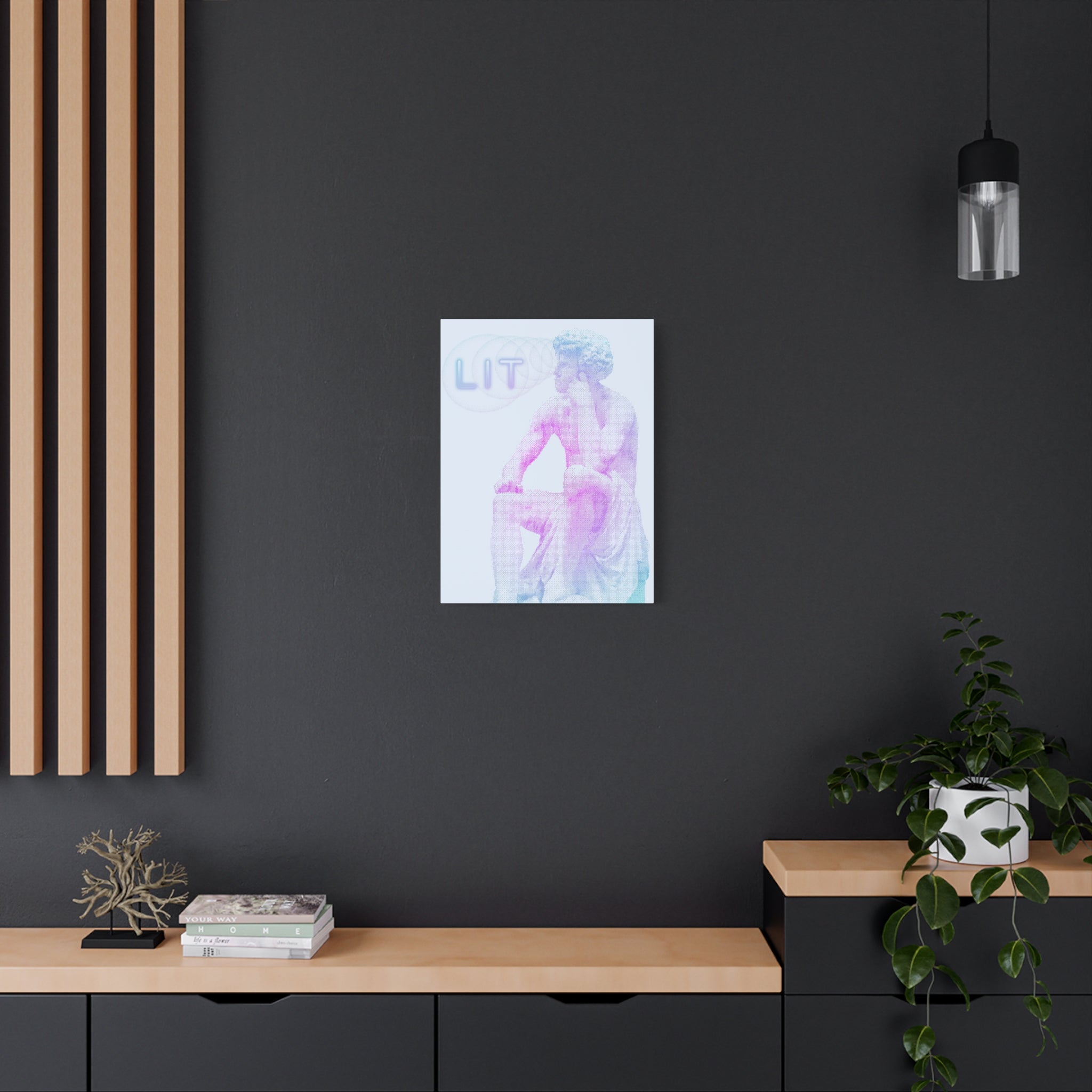 Lit Thinker Canvas Wall Art - Psychedelic Abstract Portrait Decor