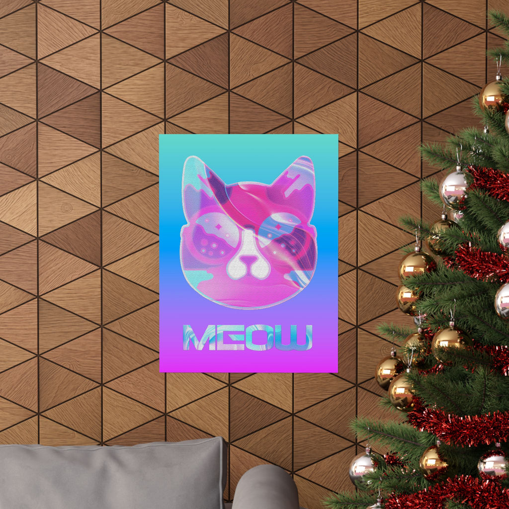 Lofi Cat Meow Poster - Retro Anime Aesthetic Art Print