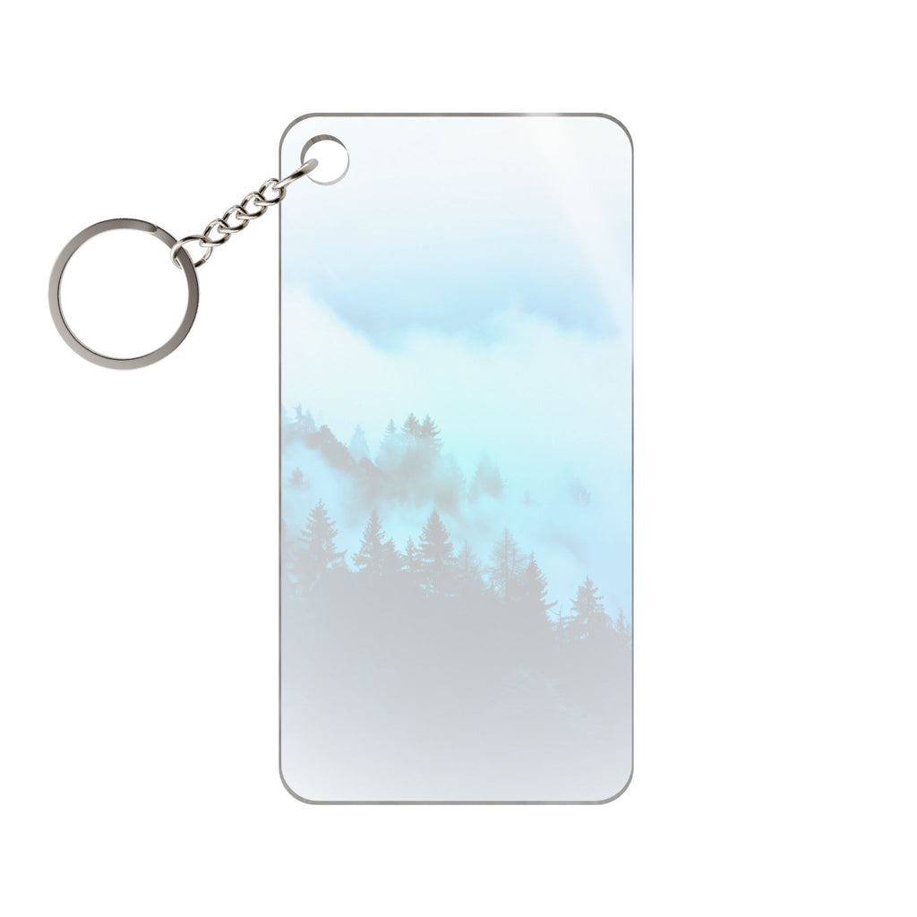 Blue Mountain Fog Keychain - Misty Landscape Acrylic Charm