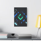 Abstract Techno Blue Canvas Wall Art - Digital Glitch Decor