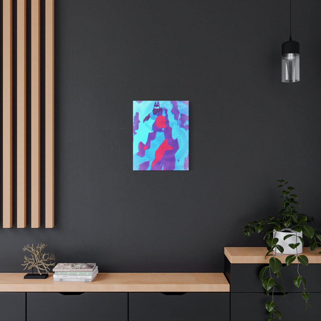 Retro Ice Cave Canvas Wall Art - Cool-Toned Glitch Winter Decor