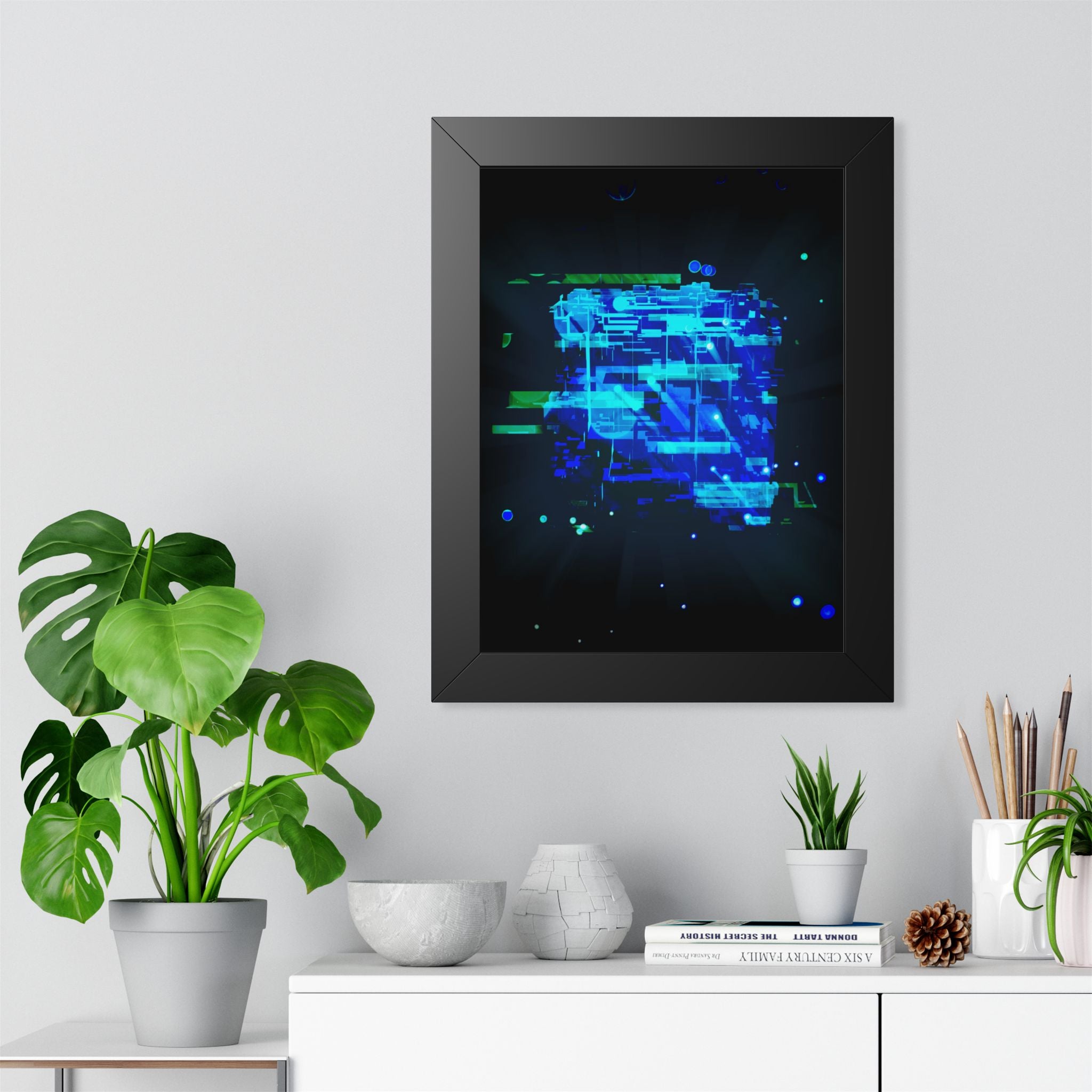 The Data Cube Framed Poster - Abstract Tech Cube Wall Art