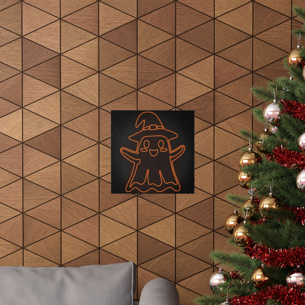 Cute Ghost Halloween Poster Print - Friendly Spooky Art