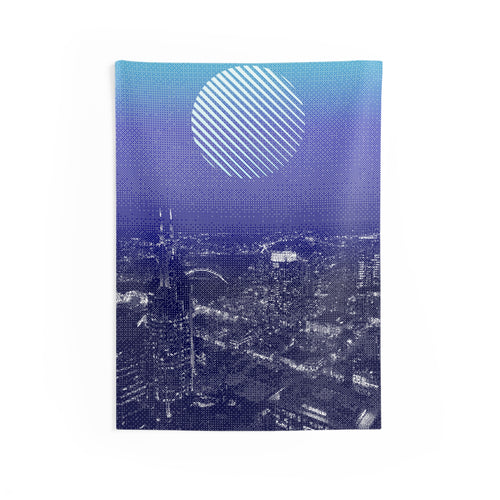 Nashville Skyline Tapestry - Blue Night Cityscape Wall Hanging