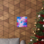 Trippy pink and blue Fractal Matte Poster Print