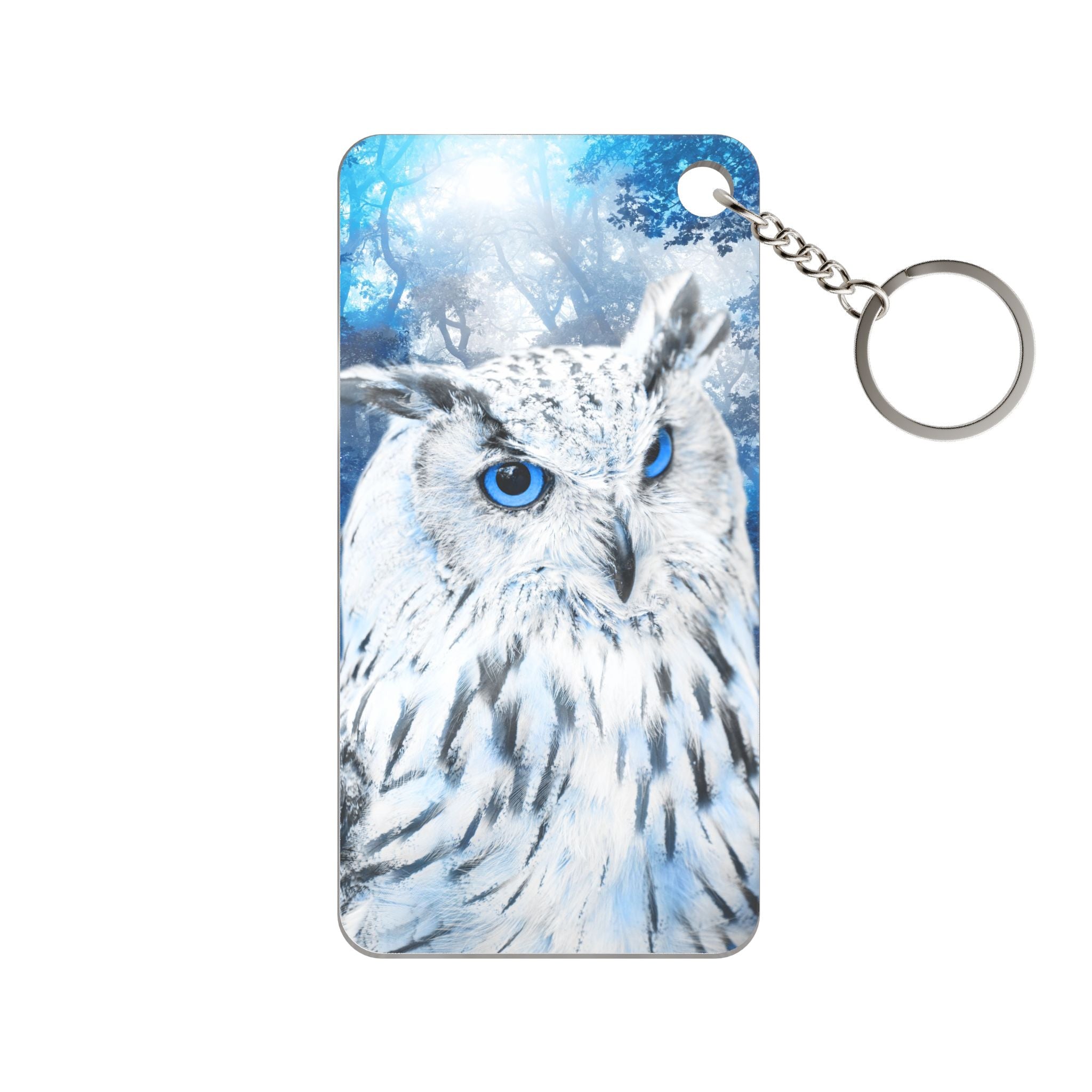 Frost Owl Keychain - Winter Bird Acrylic Charm