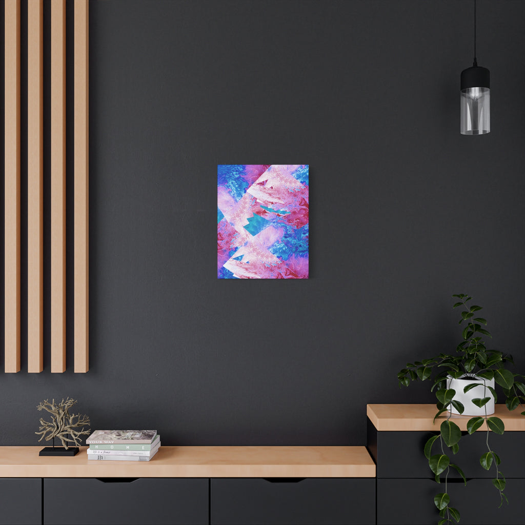 Trippy Pink and Blue Fractal Canvas Art | Surreal Abstract Sacred Geometry Wall Decor