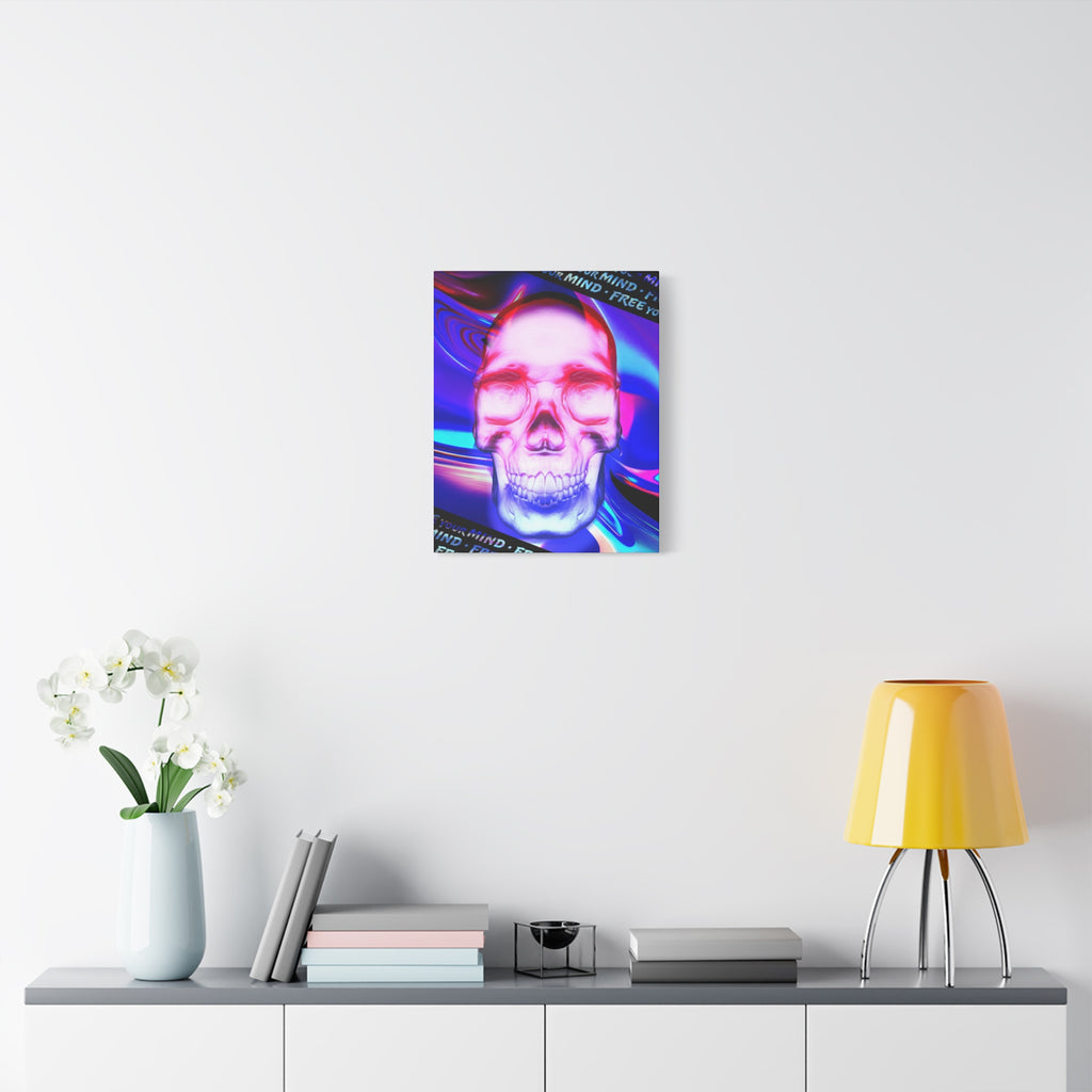 Free Your Mind Canvas Wall Art - Psychedelic Skull Portrait Decor