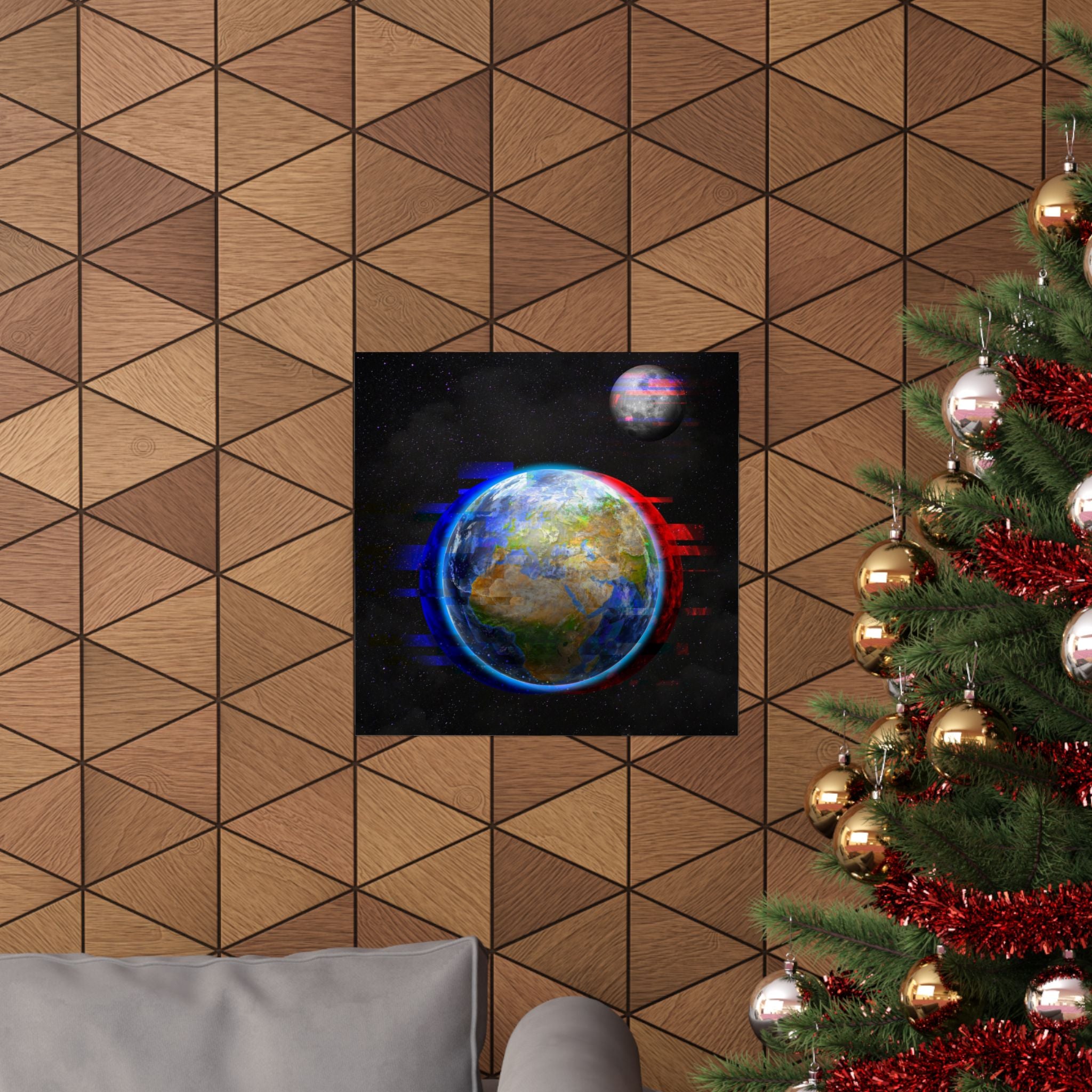 Earth Glitched Poster - Digital Glitch Space Art Print