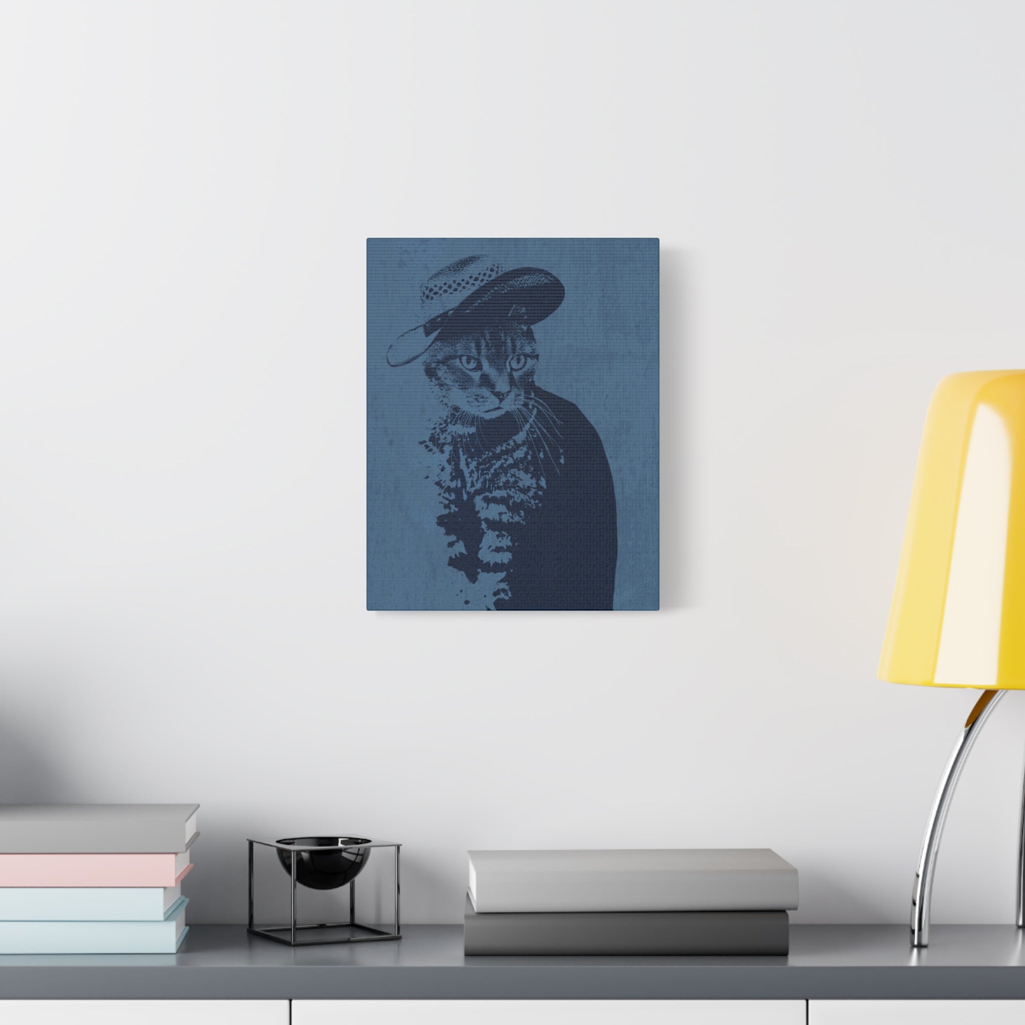 Grey Tabby Cat Canvas Wall Art - Cute Pet Portrait Decor