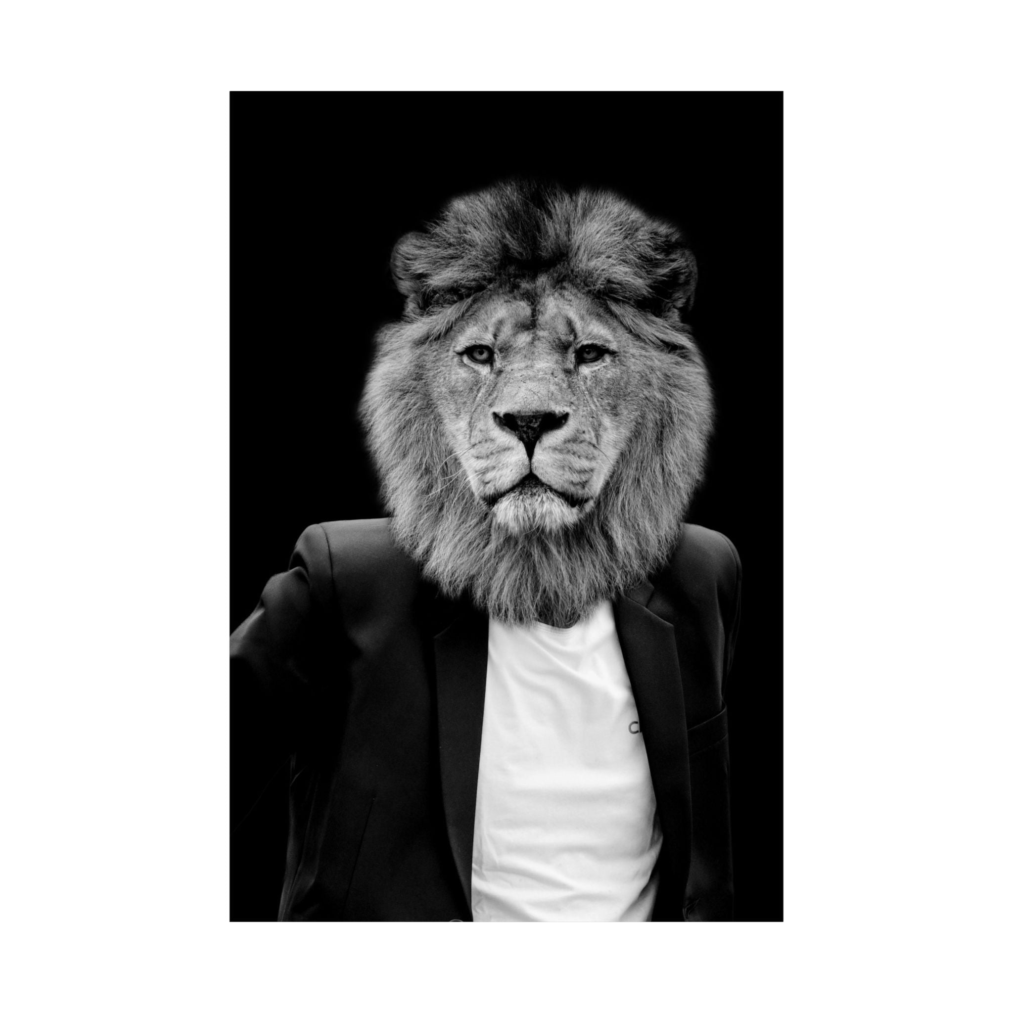 Lion in a Suit Poster - Quirky Animal Portrait Art Print