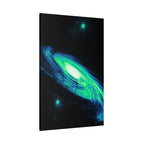 Vaporwave Green Blue Spiral Galaxy Canvas Art | Neon Retro Space Nebula Wall Decor
