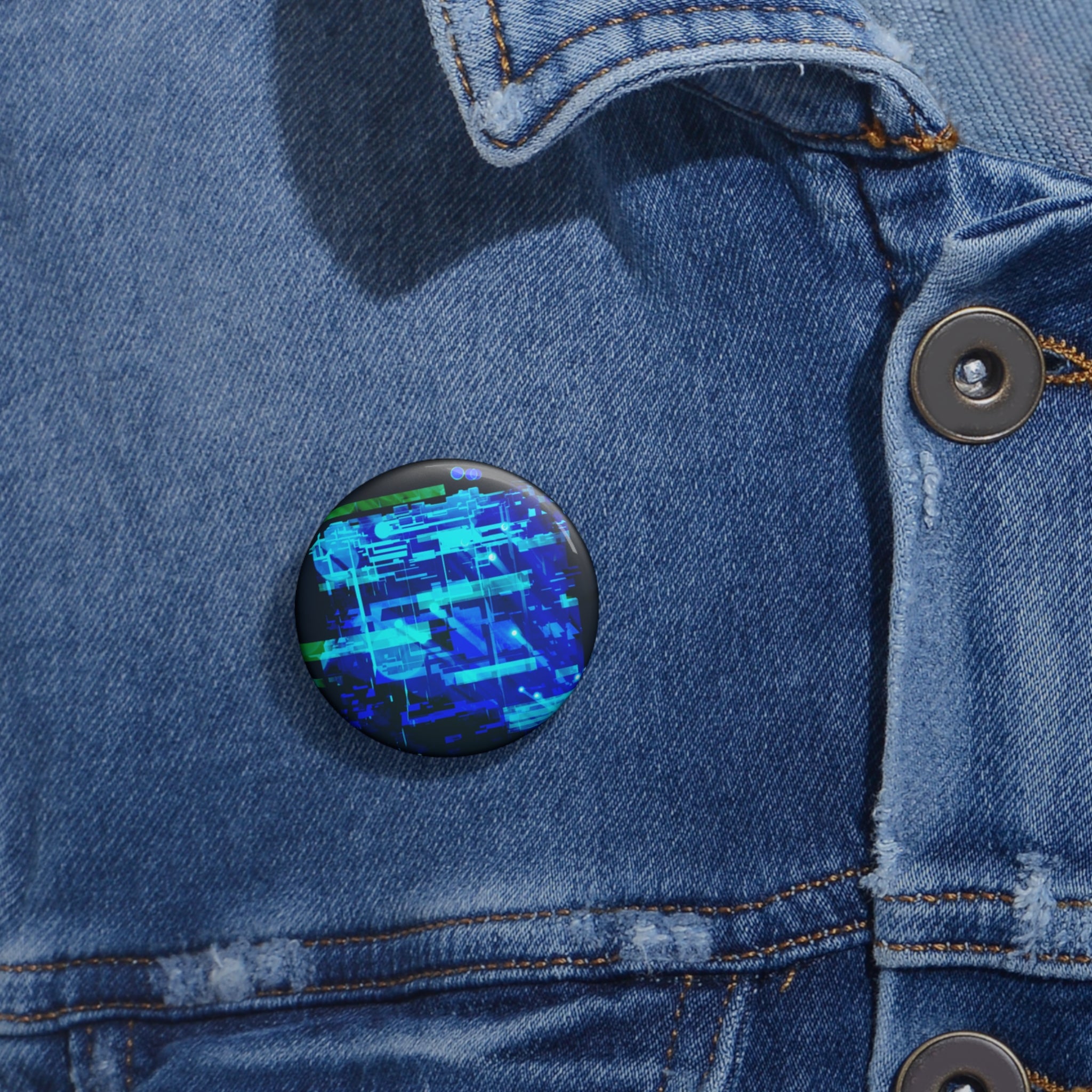The Data Cube Abstract Digital Art Pin