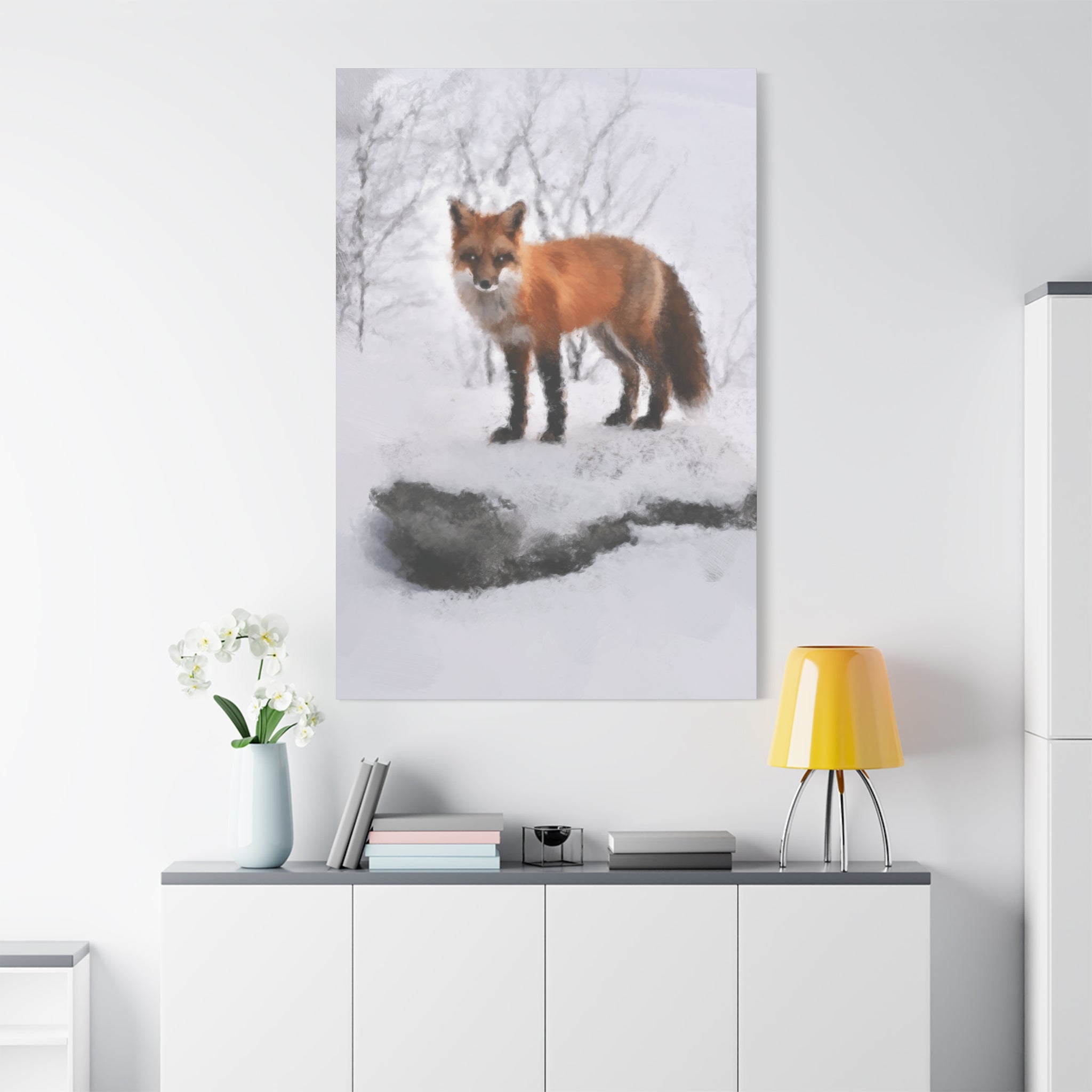 Spirit of the Fox Canvas Wall Art - Psychedelic Geometric Wildlife Decor