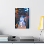 Space Lizards Canvas Wall Art - Lizard Being Abducted Ufo Decor