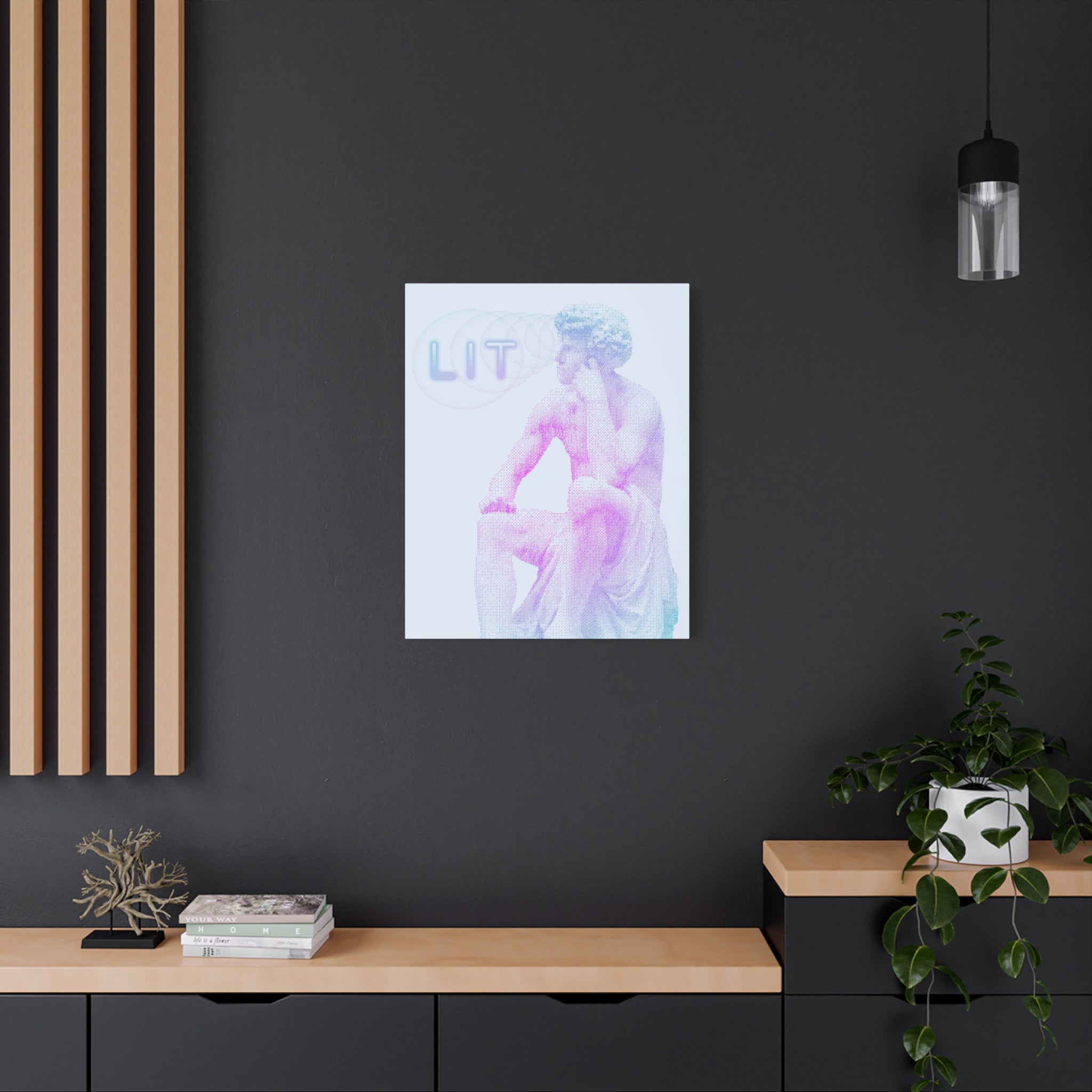 Lit Thinker Canvas Wall Art - Psychedelic Abstract Portrait Decor