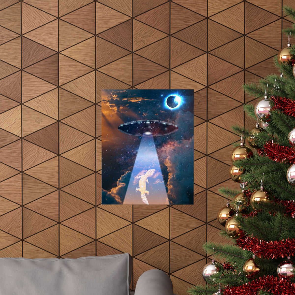Space Lizards Poster - Lizard Ufo Art Print